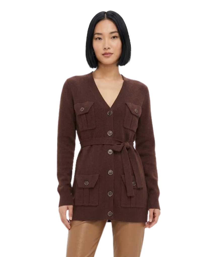 Brown Belted Cardigan