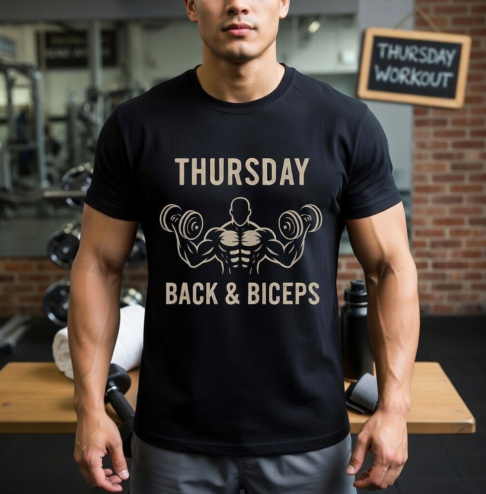 Thumbnail: Thursday Back & Biceps Gym T-Shirt — Workout Fitness Shirt