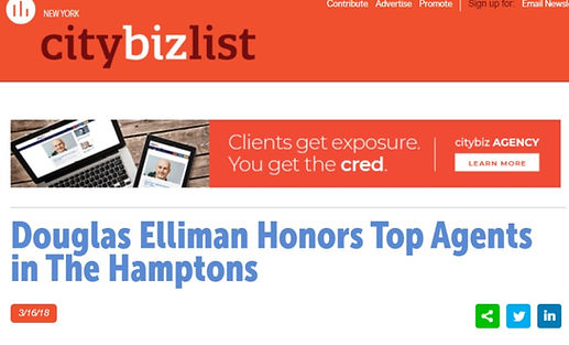 City Biz List, NY, New York, #douglas Elliman, # Homes in the Hamptons, Sold Homes in the Hamptons, Top #1 Agent, Hamptons Realty, Real Estate, Realtors in the Hamptons, Realtors, Ellies, Angelica Cocha, Angelica Cocha Douglas Elliman, Angelica Cocha Realtor, Real Estate on Long Island, RE, Libor real Estate, Homes for Sale, Award, Awards