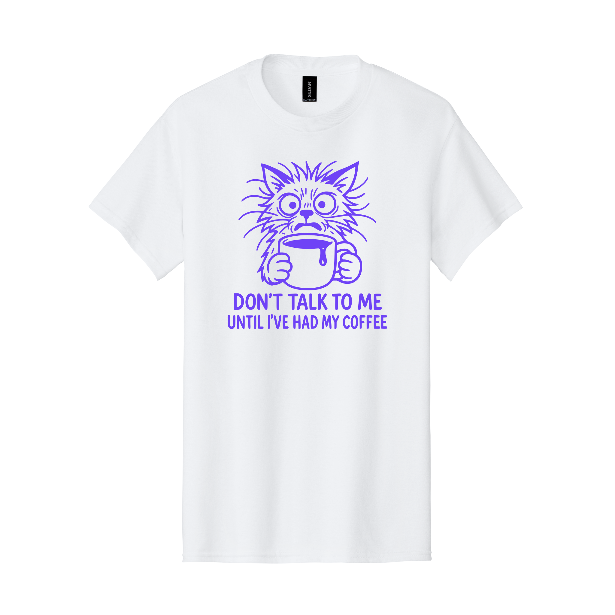 Don’t Talk to Me Until I’ve Had My Coffee – Funny Cat Coffee T‑Shirt