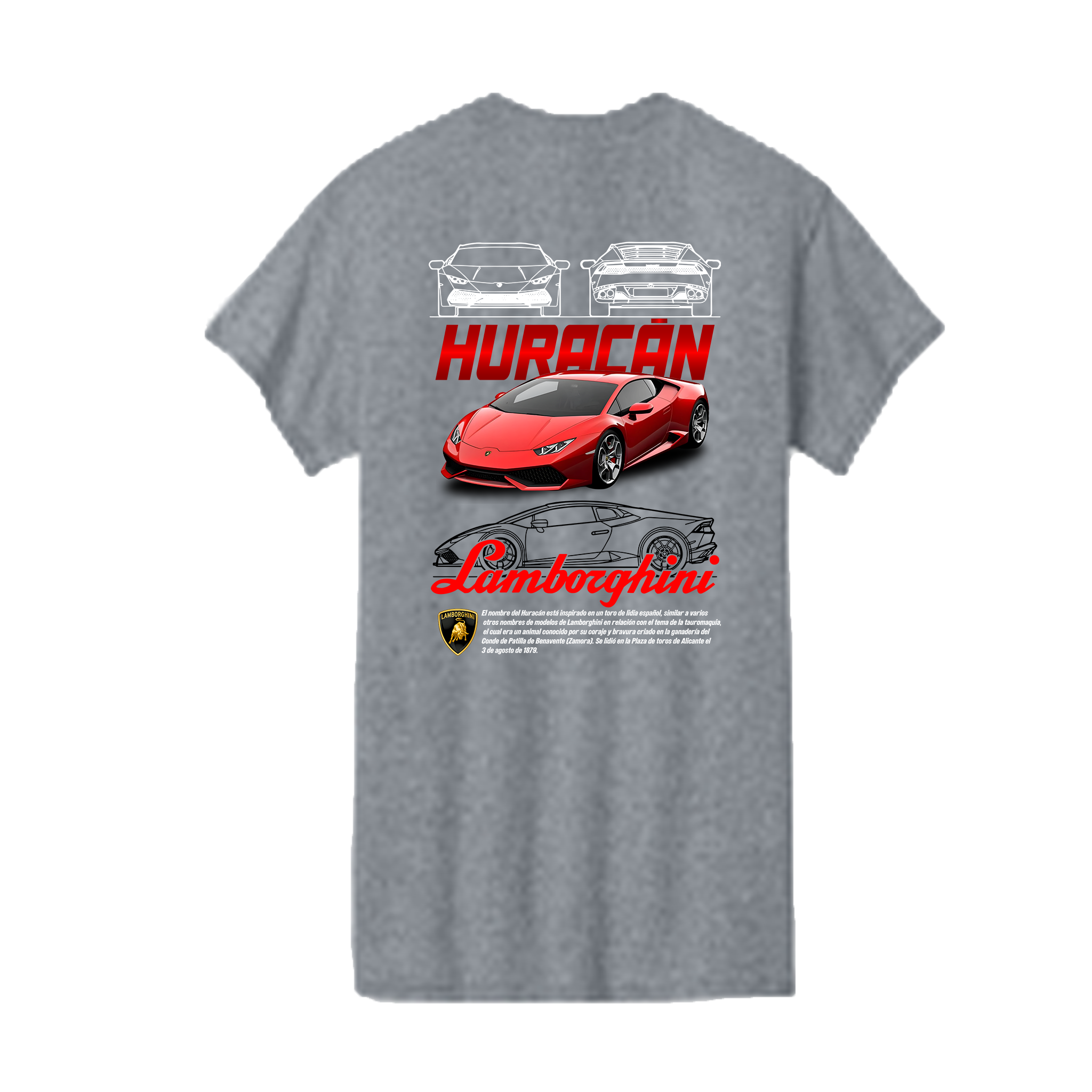 Lamborghini Huracán Graphic T‑Shirt – Supercar Outline & Red Sports Car Design