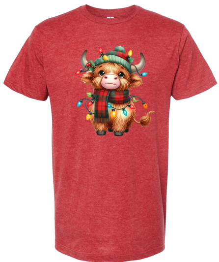 Thumbnail: Youth Green Hat Highland Cow Tee