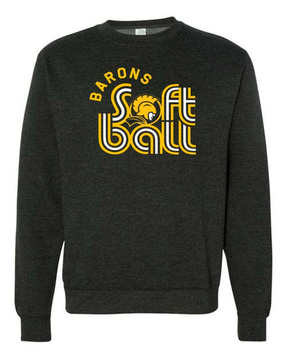 Thumbnail: Barons Softballl Stripe Retro Traditional Crewneck Sweatshirt