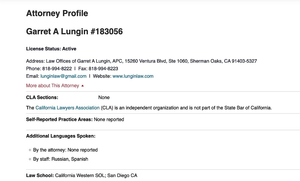 Garret Lungin State Bar profile