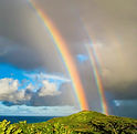 rainbow on a green hill