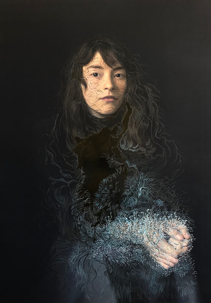 Cristallisation (uli), gouache, encre et aquarelle sur photographie, 50 x 70 cm, piece unique, 2021