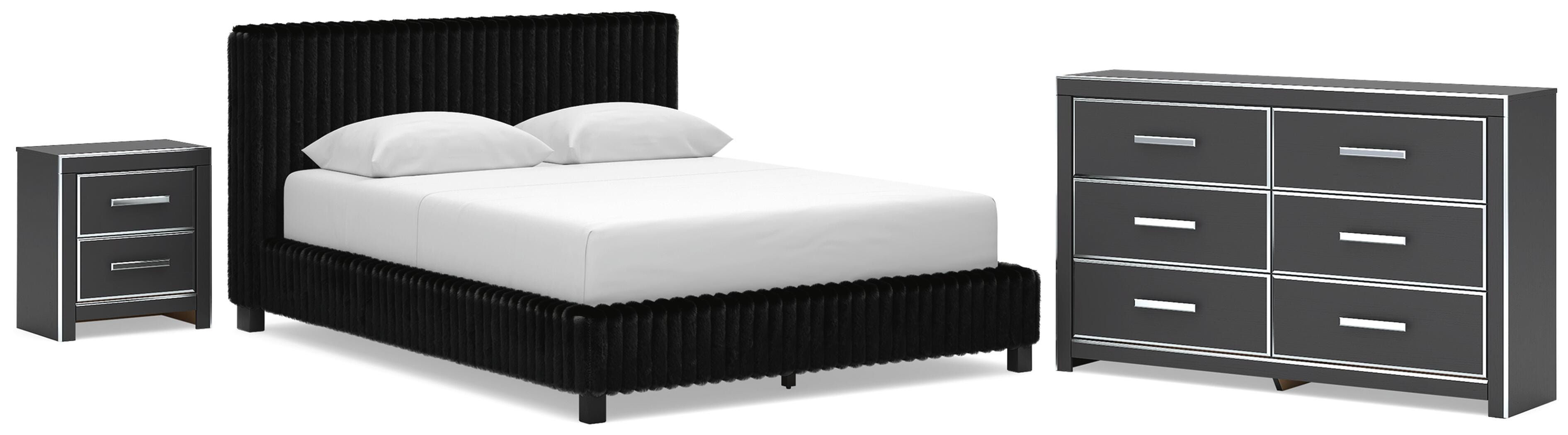 Zuraleus Queen Upholstered Bed, Dresser and Nightstand