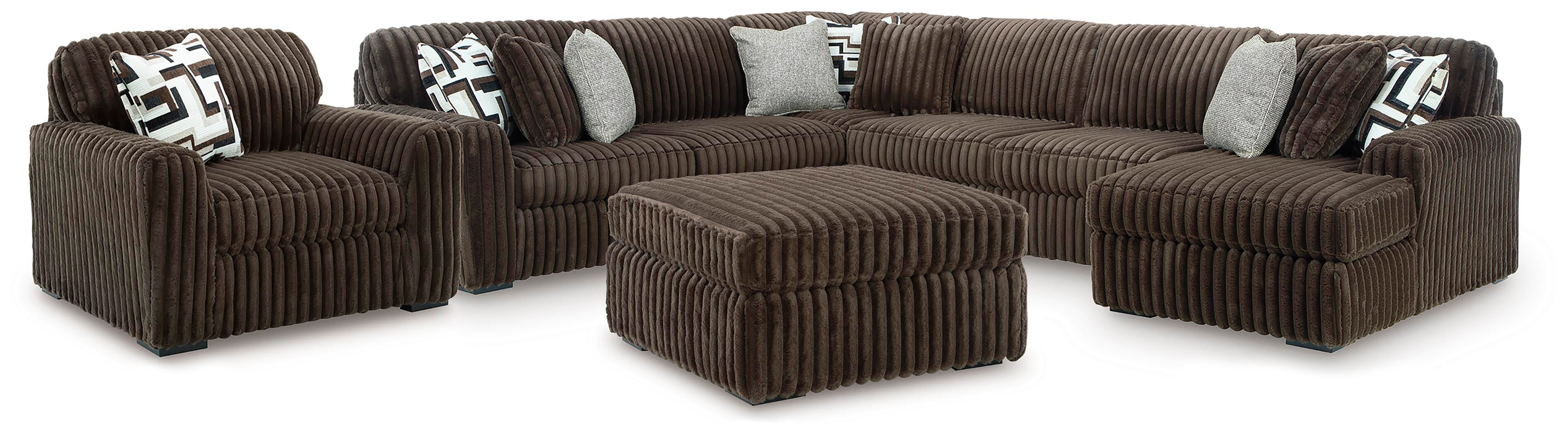 Midnight-Madness 4-Piece Sectional with Chaise, Oversized Chair and Ottoman