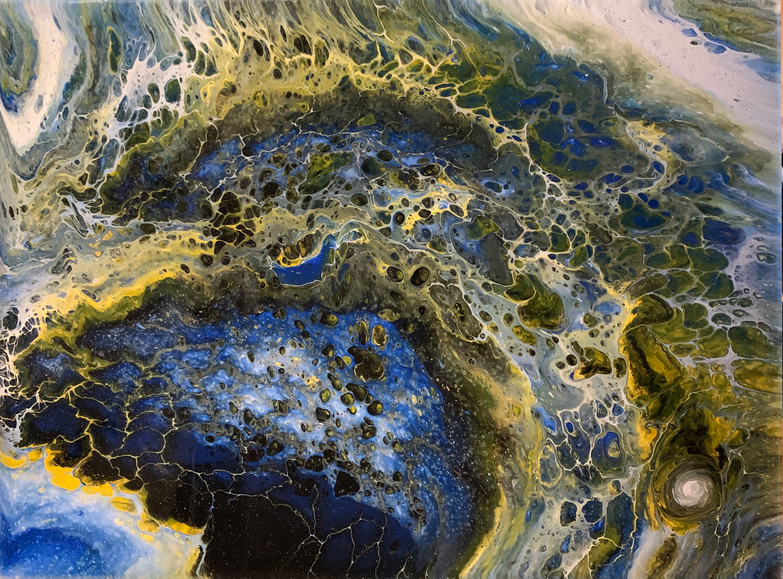 "Flaming Lagoon"  12x12in Painting on Canvas