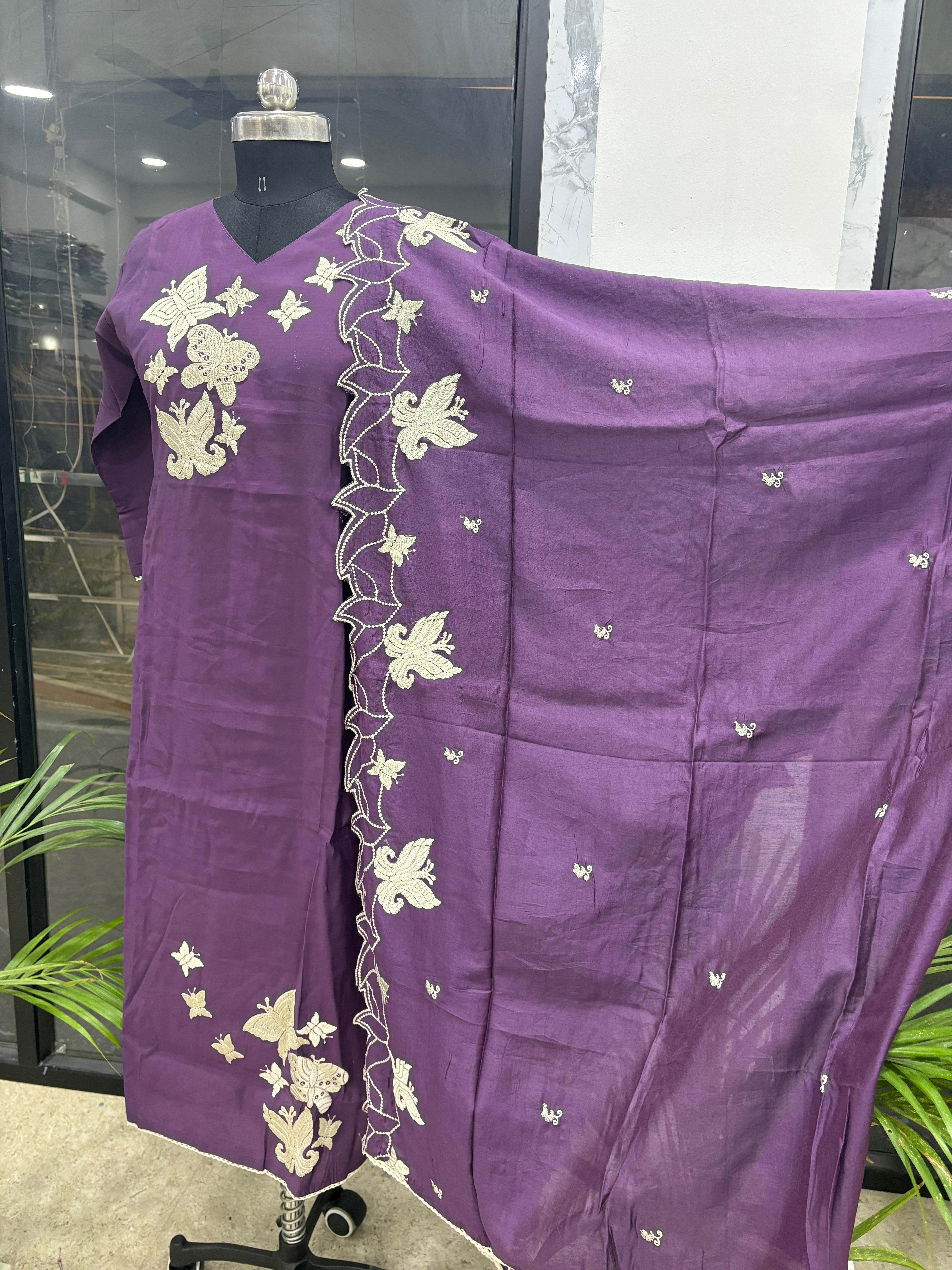 Light Violet Roman silk suit set