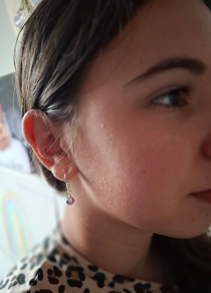 Miniature : Boucles d'oreilles 1 perle en pierre naturelle - argent 925