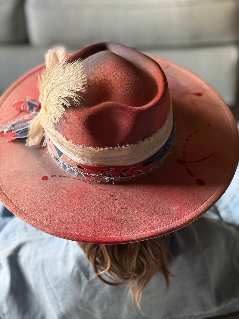 Thumbnail: Hello CHERI - Wide-Brimmed Heart-Shaped, Watercolor Fedora Hat