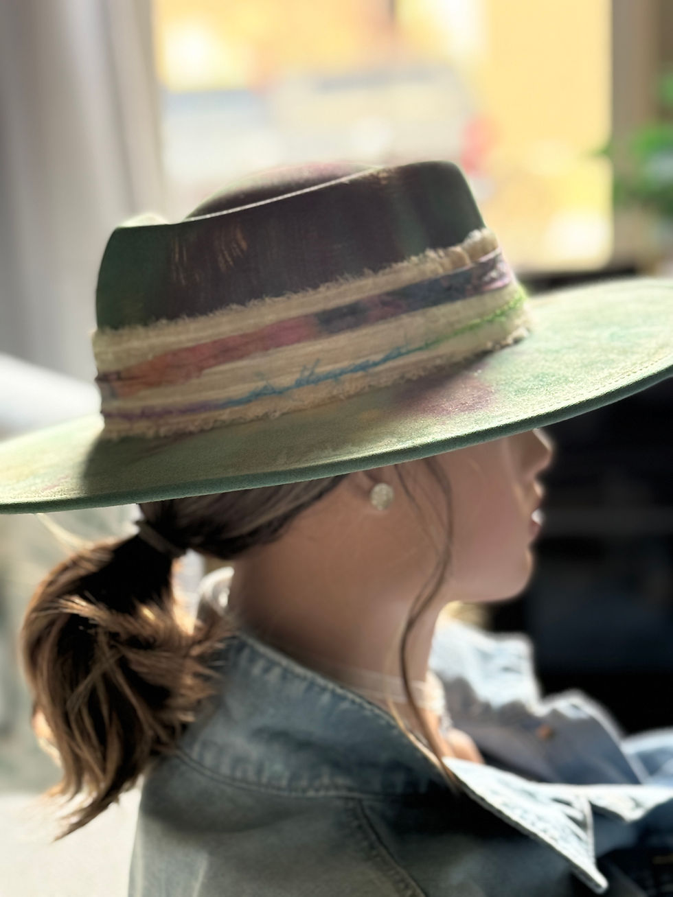 Thumbnail: Hello LOLA - Wide-Brimmed Heart-Shaped, Watercolor Fedora Hat