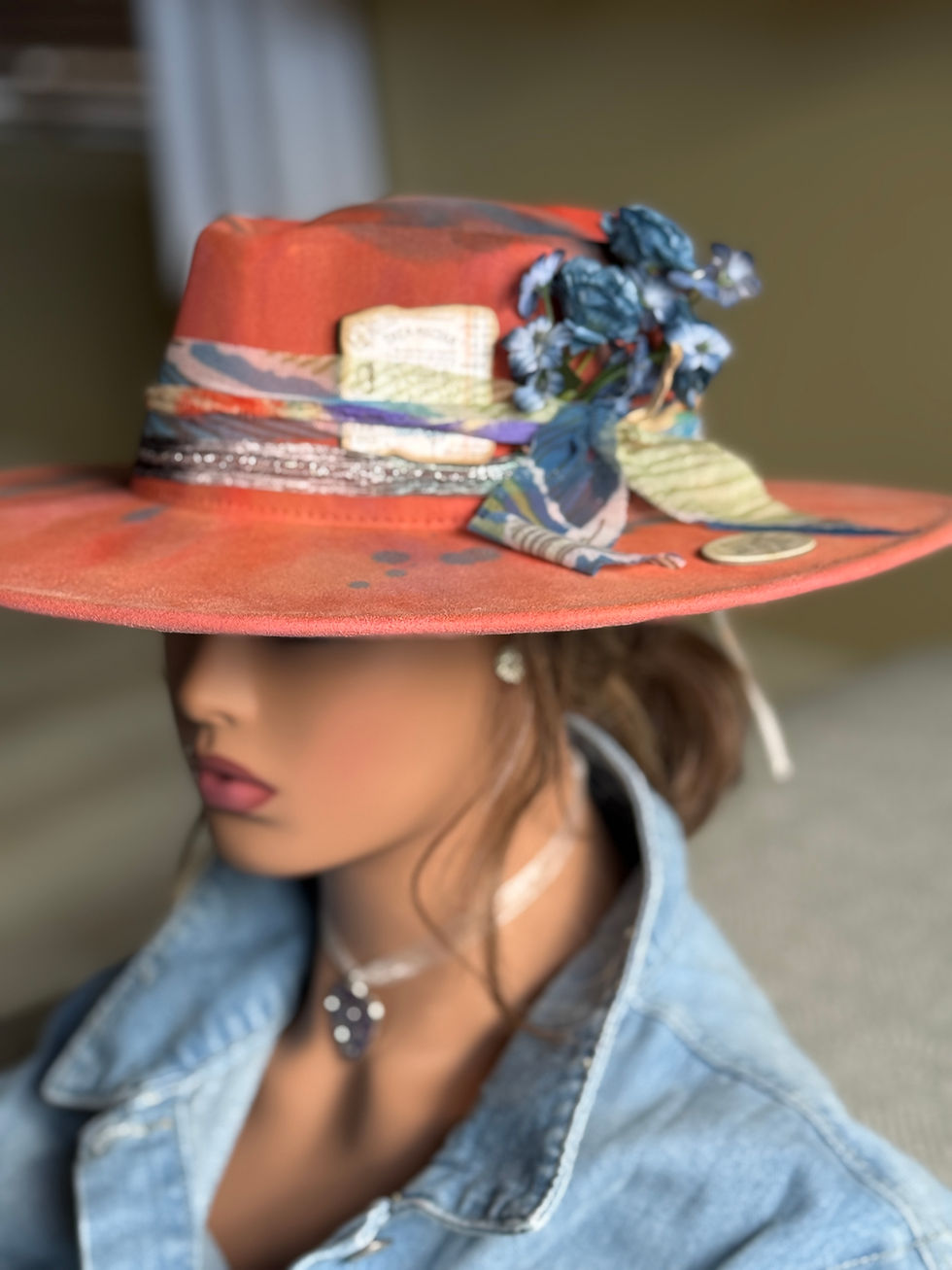 Thumbnail: Hello JESS - Wide-Brimmed Heart-Shaped, Watercolor Fedora Hat