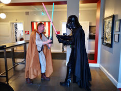 people dressed up as Star Wars characters