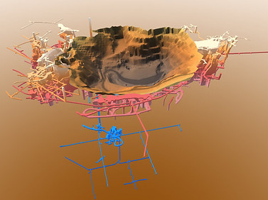 3D illustration map of the Falu Copper Mine