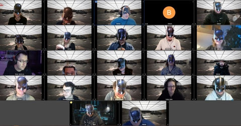 people dressed as batman during an online meeting