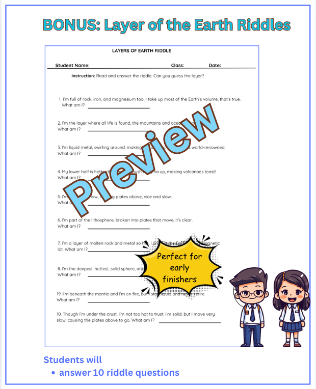 Thumbnail: Layers of the Earth Worksheets (Middle School)