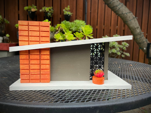 The Asterism 箱庭詭道 The Astro Birdhouse: Dark Grey with Orange Accent | Mid-Mod-Bird