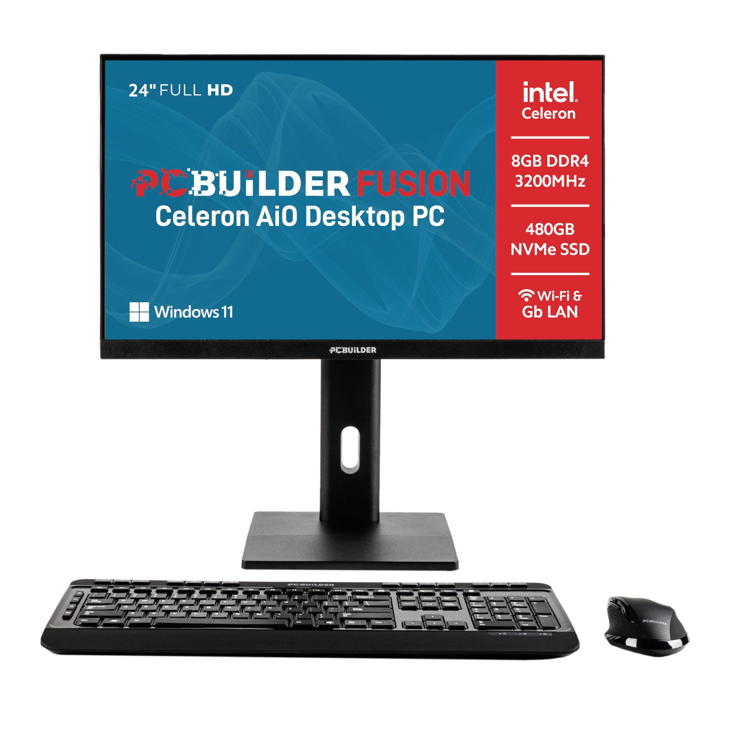 PCBuilder Fusion AIO 24" Celeron 8G 480G Win11 home