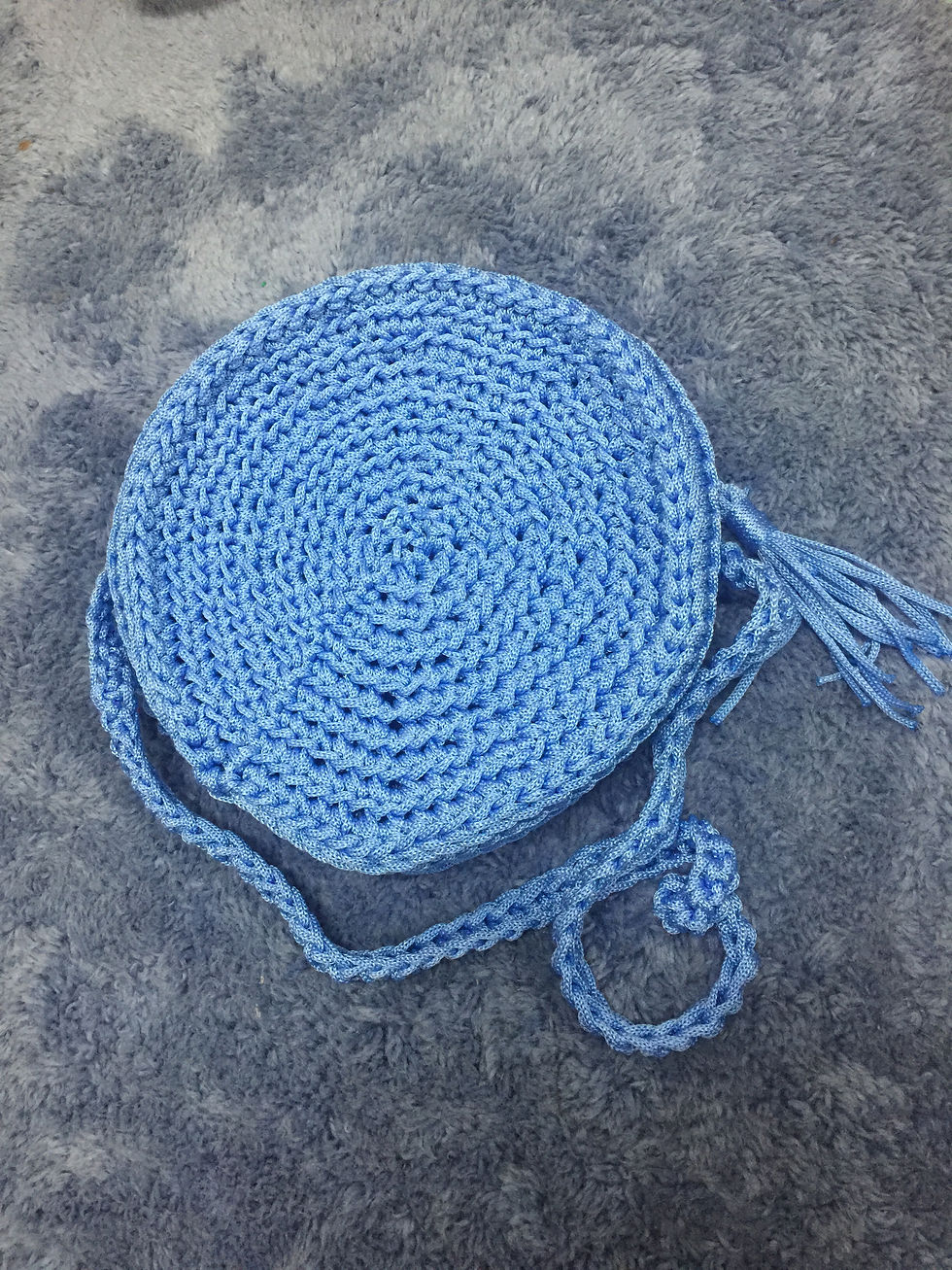 Thumbnail: Crochet round cross bag