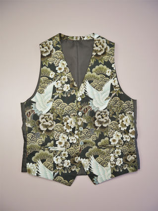 Gilet de costume homme avec tissu japonais
