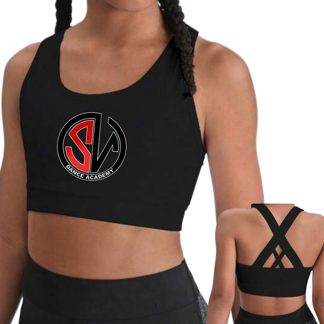 KIDS BLACK CROP TOP - DESIGN TWO