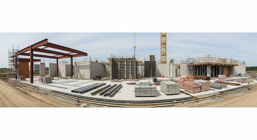 Obra en construcción con estructura y materiales, ideal para la prescripción técnica de sus productos