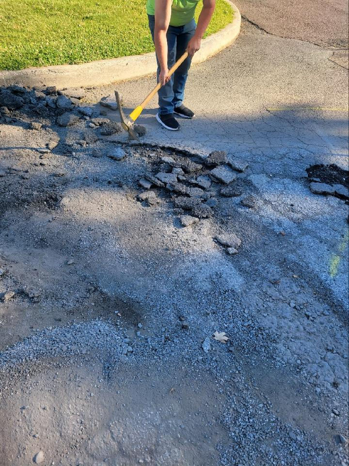 Job in progress asphalt repair in Bensalem, PA