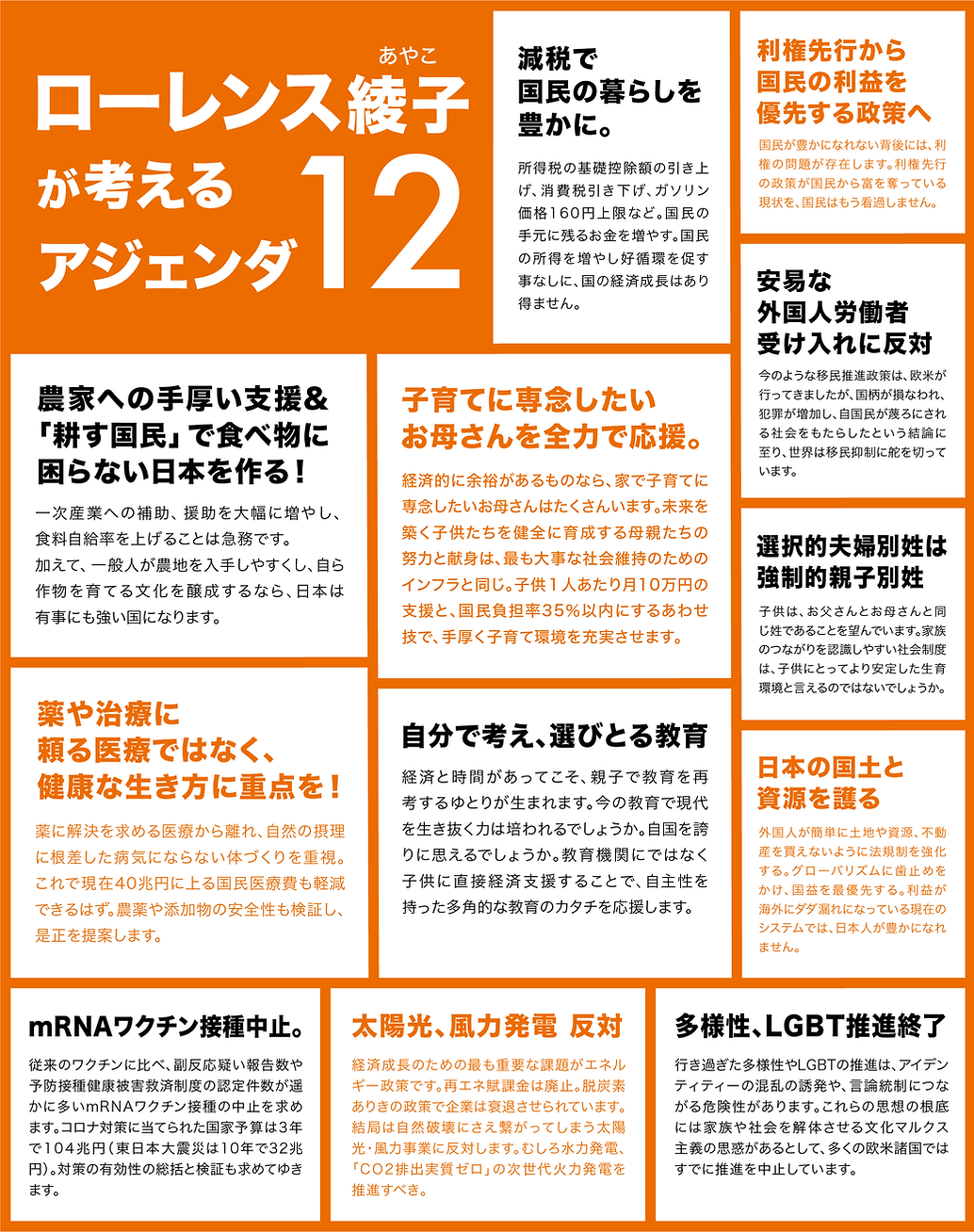 ローレンス綾子の政策