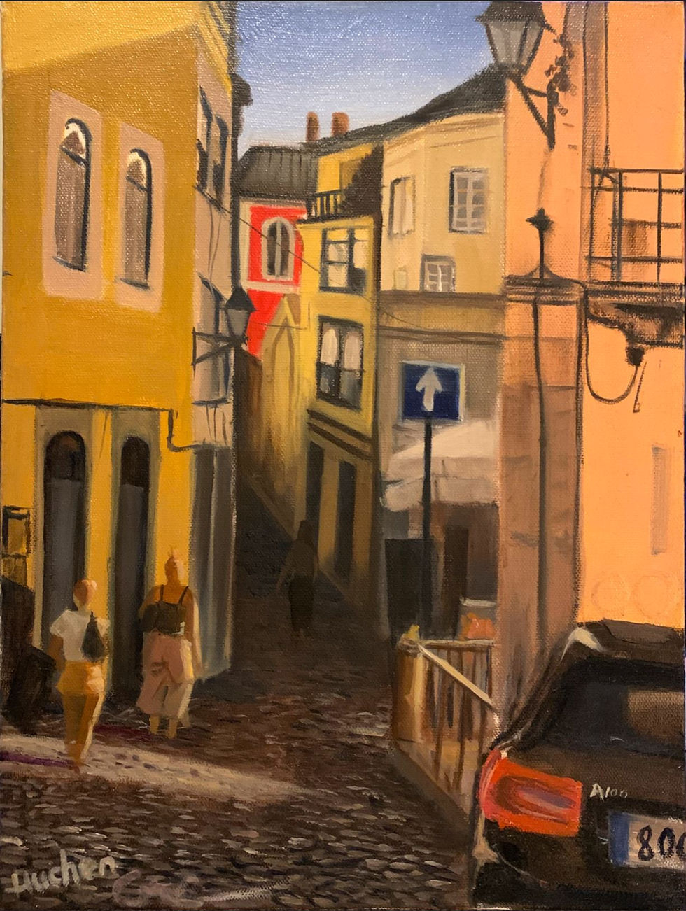 12x16 oils French Street from Coimbra Protugal