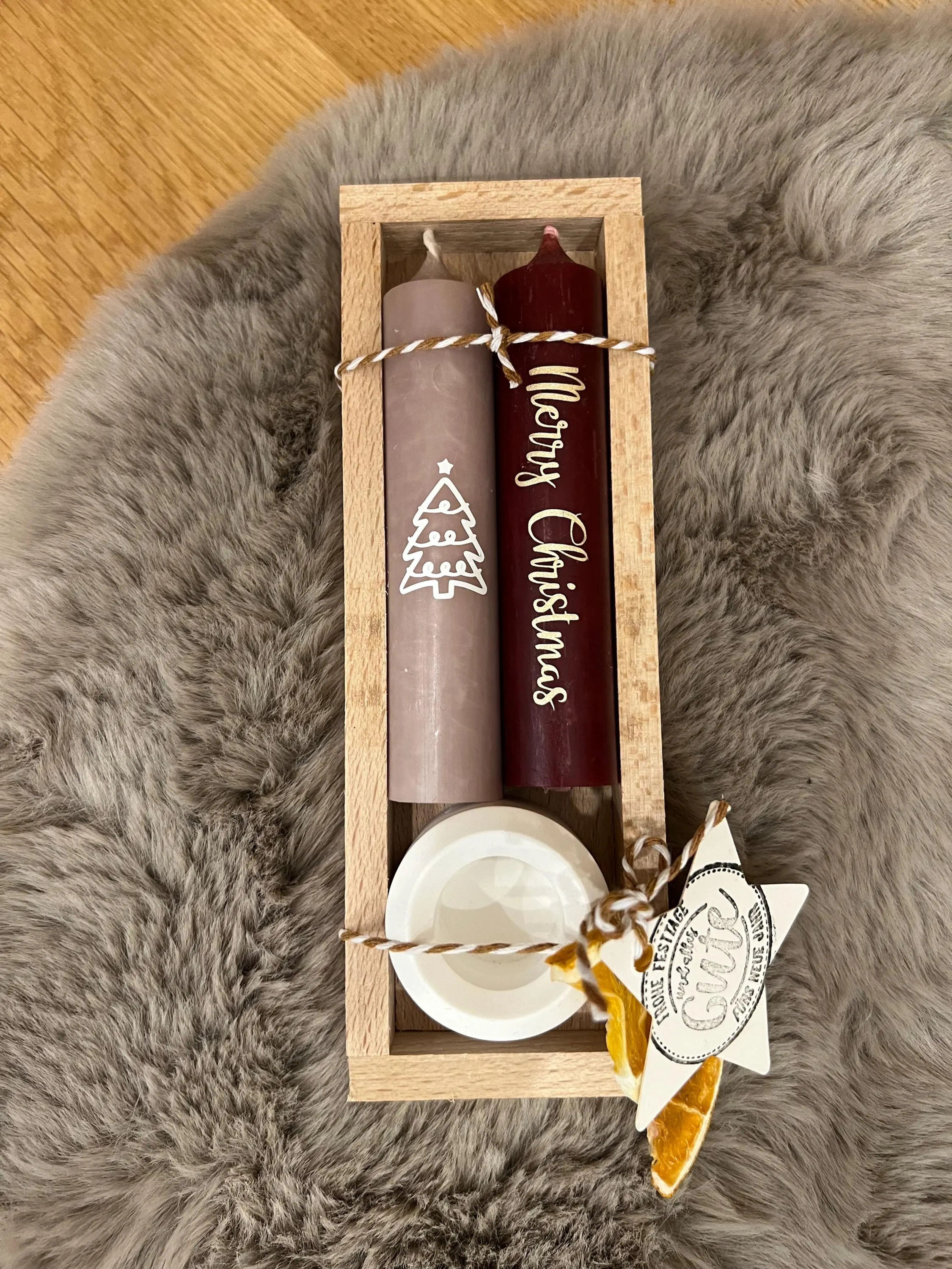 Geschenkset Kerze Kerzenhalter | Geschenk für Weihnachten | Weihnachtsgeschenk