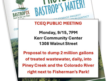 flier for TCEQ meeting in Bastrop, September 15