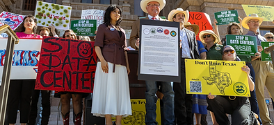Don't Drain Texas data center protest at the Texax Capitol
