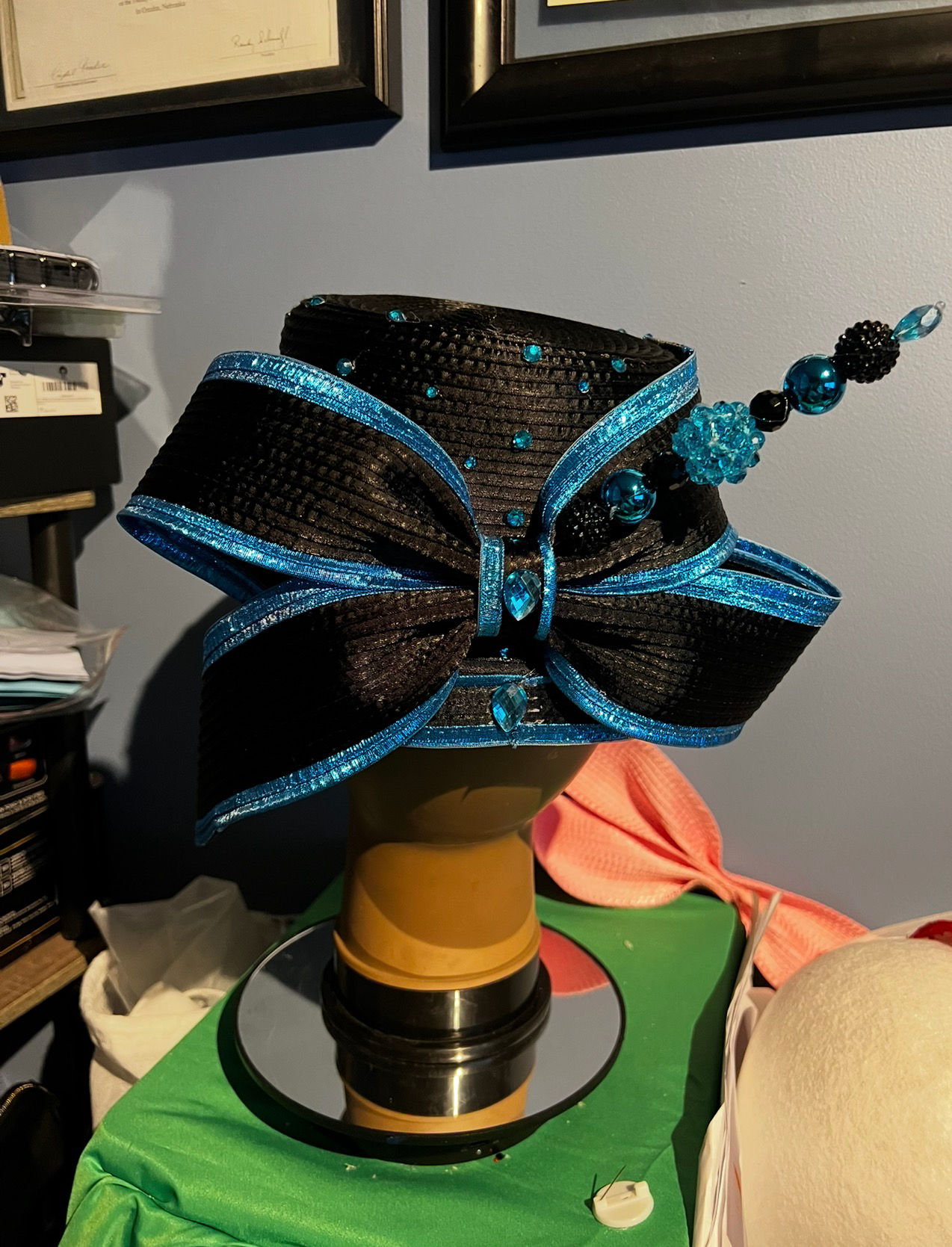 Black and Teal Cloche