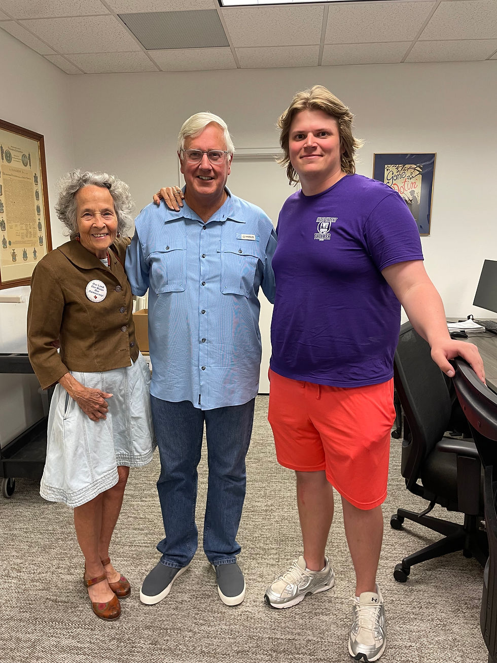 Linda Curtis, Mike Collier and Preston Love at Texas Secretary of State's Office, June 25, 2027
