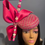 Thumbnail: Hot Pink Bow Fascinator w/button base