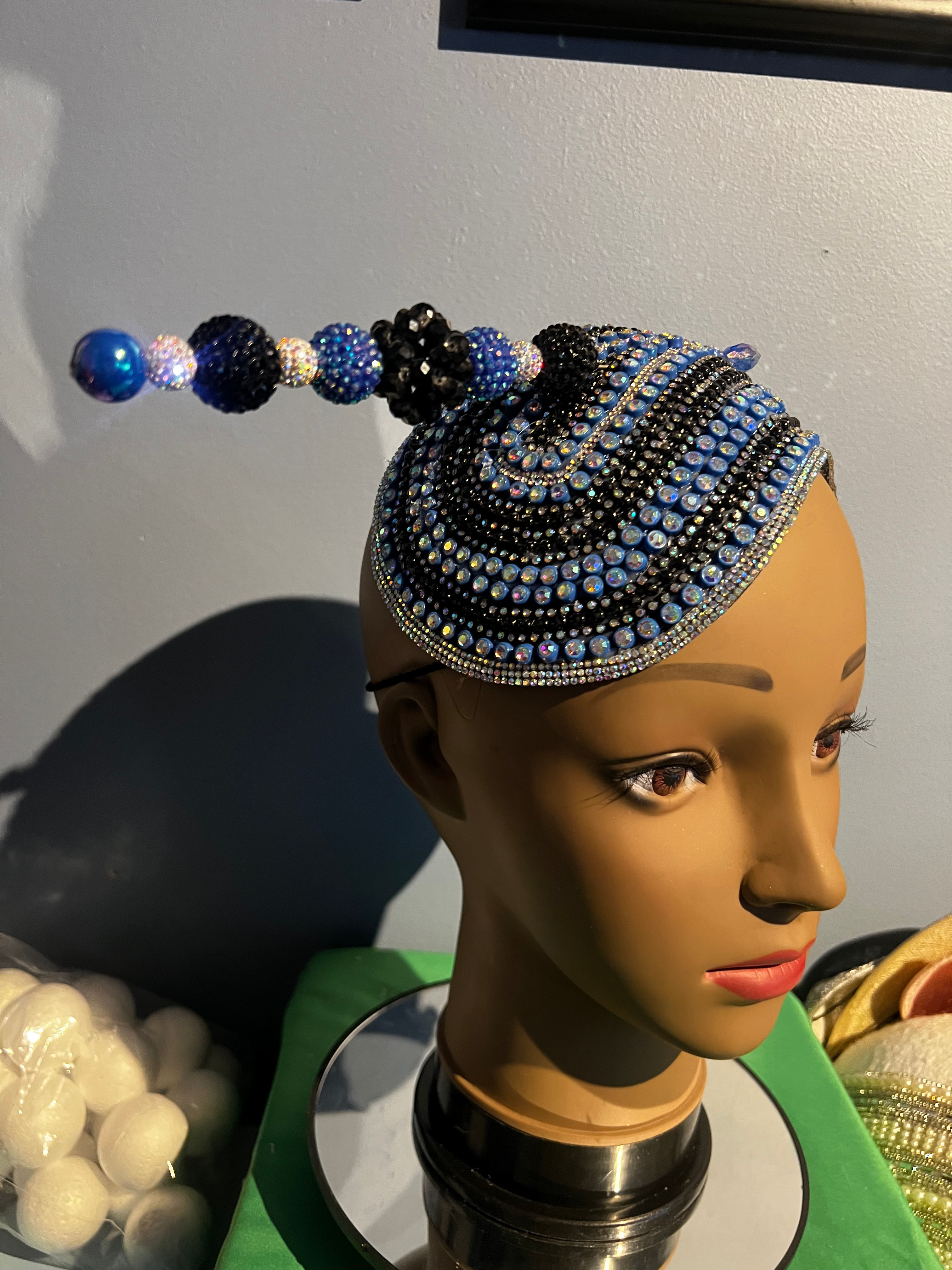 Royal Blue and AB Fascinator and Necklace 