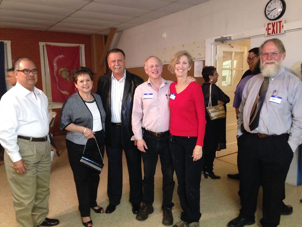Caldwell Commission Alfredo Muñoz, Mary and Fermin Islas (Chairman of Tejano Democrats of Caldwell County), Lou MacNaughton (EPICC board, Vice Chair of TDCC) and Wayne Lesser (EPICC member) and James Abshier (President of EPICC).