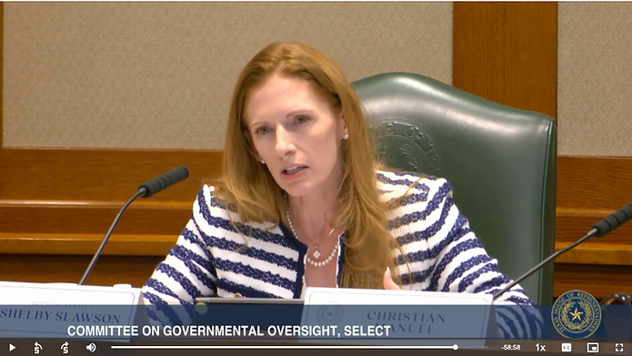 Rep. Shelby Slawson (R-Granbury) who knows how to question. 