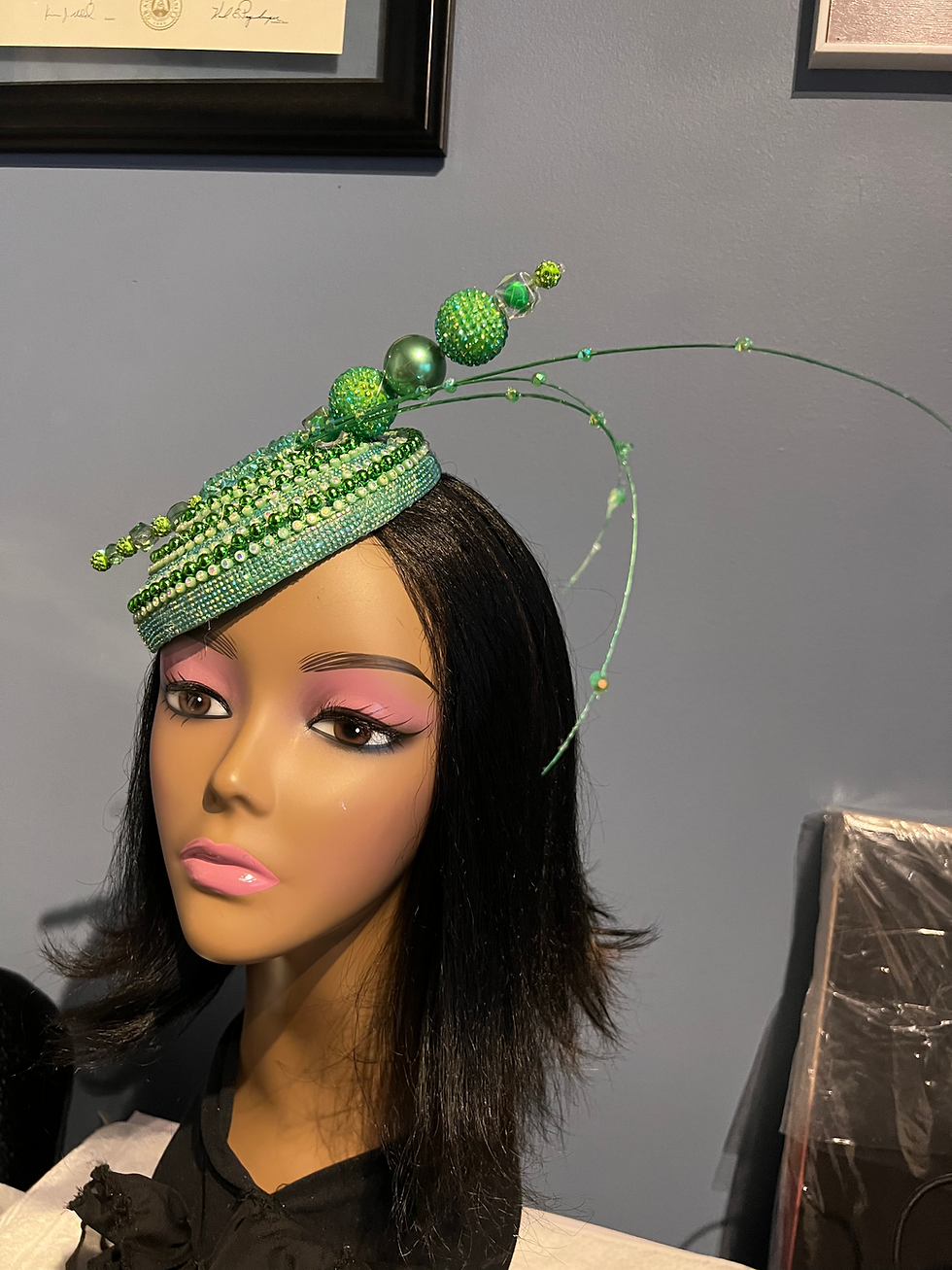 Thumbnail: Lime Green Button Fascinator 
