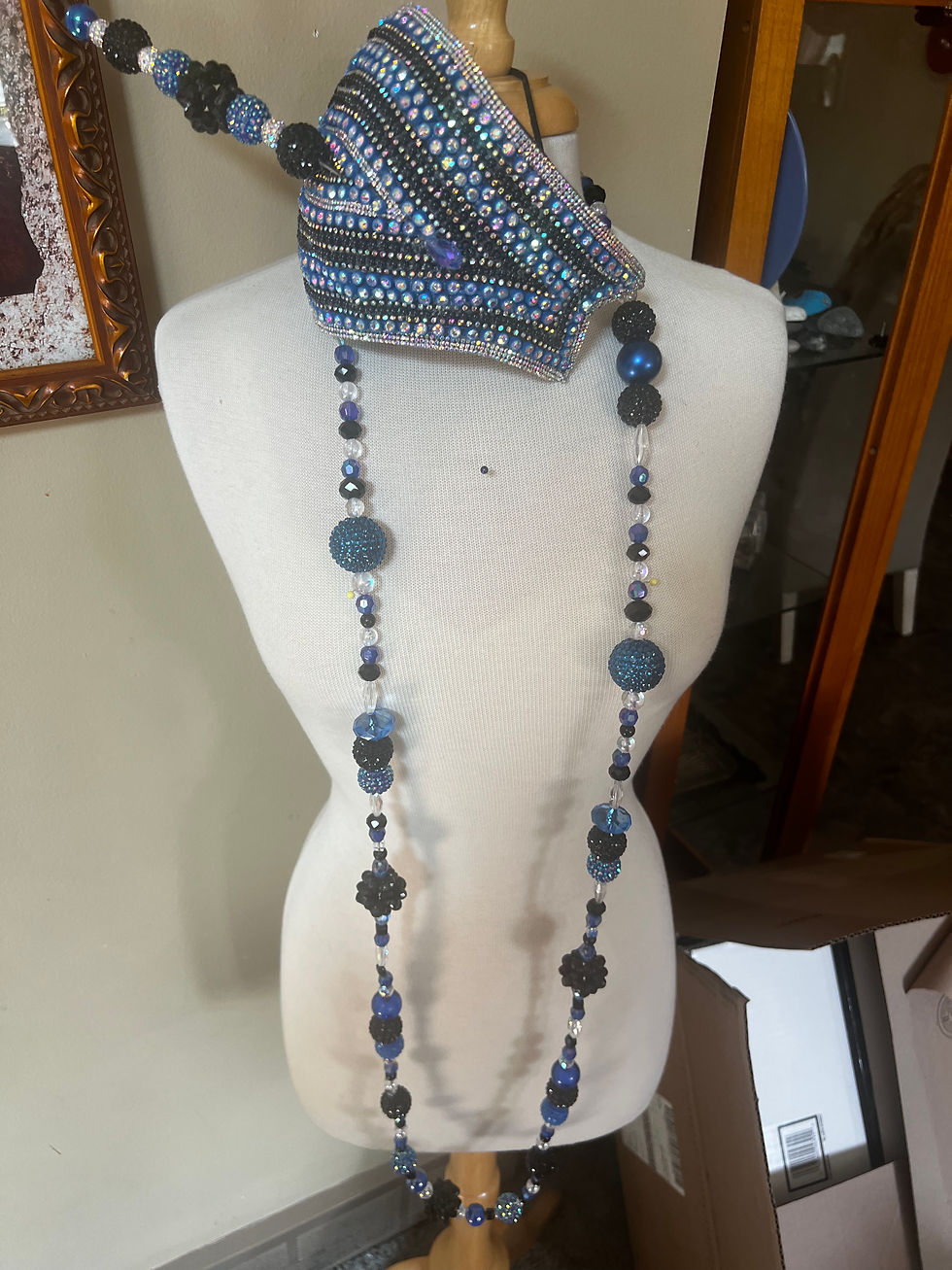 Thumbnail: Royal Blue and AB Fascinator and Necklace 