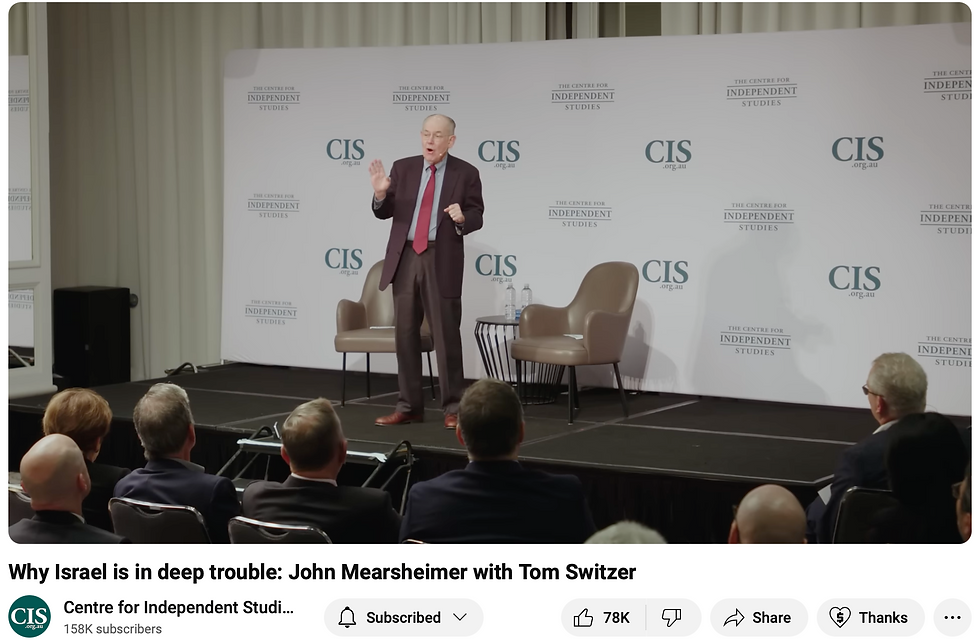 John Mearscheimer at the Centre for Independent Studies