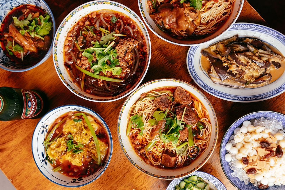 noodle dishes on a table
