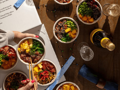 poke bowls on a table