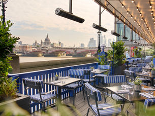 blue outdoor seating