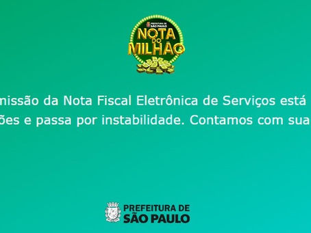 Nota do Milhão: sistema de emissão de notas fiscais da Prefeitura de SP está fora do ar