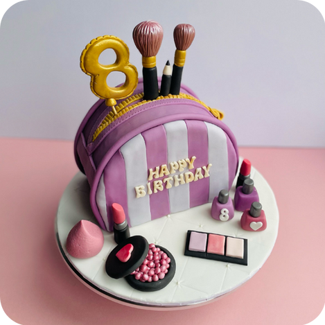 Fondant make up bag cake