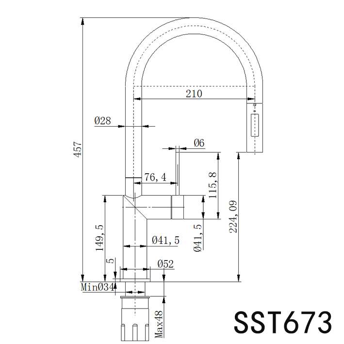Thumbnail: 316 STAINLESS STEEL PULL OUT SINK MIXER 35MM CERAMIC DISK CARTRIDGE