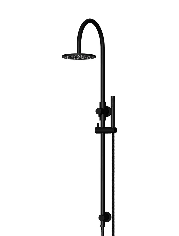 ROUND GOOSENECK SHOWER SET WITH 200MM ROSE, SINGLE-FUNCTION HAND SHOWER
